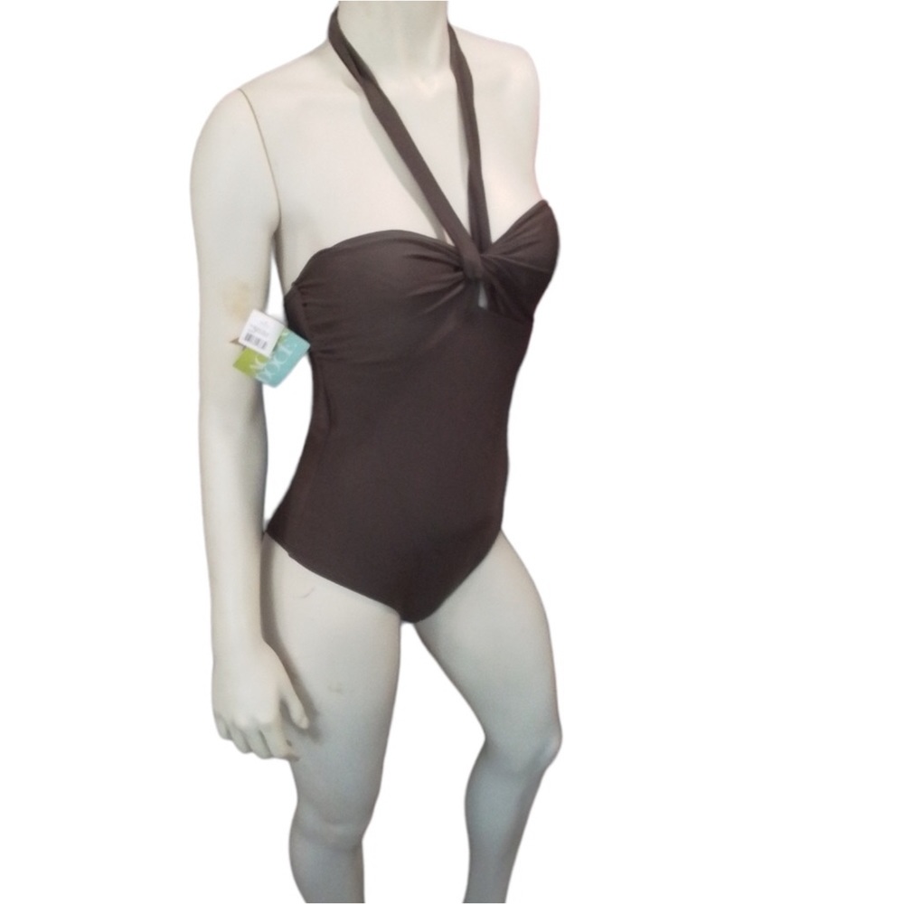 AGUA DOCE Chocolate Swimsuit Halter Medium Made in Brazil NEW